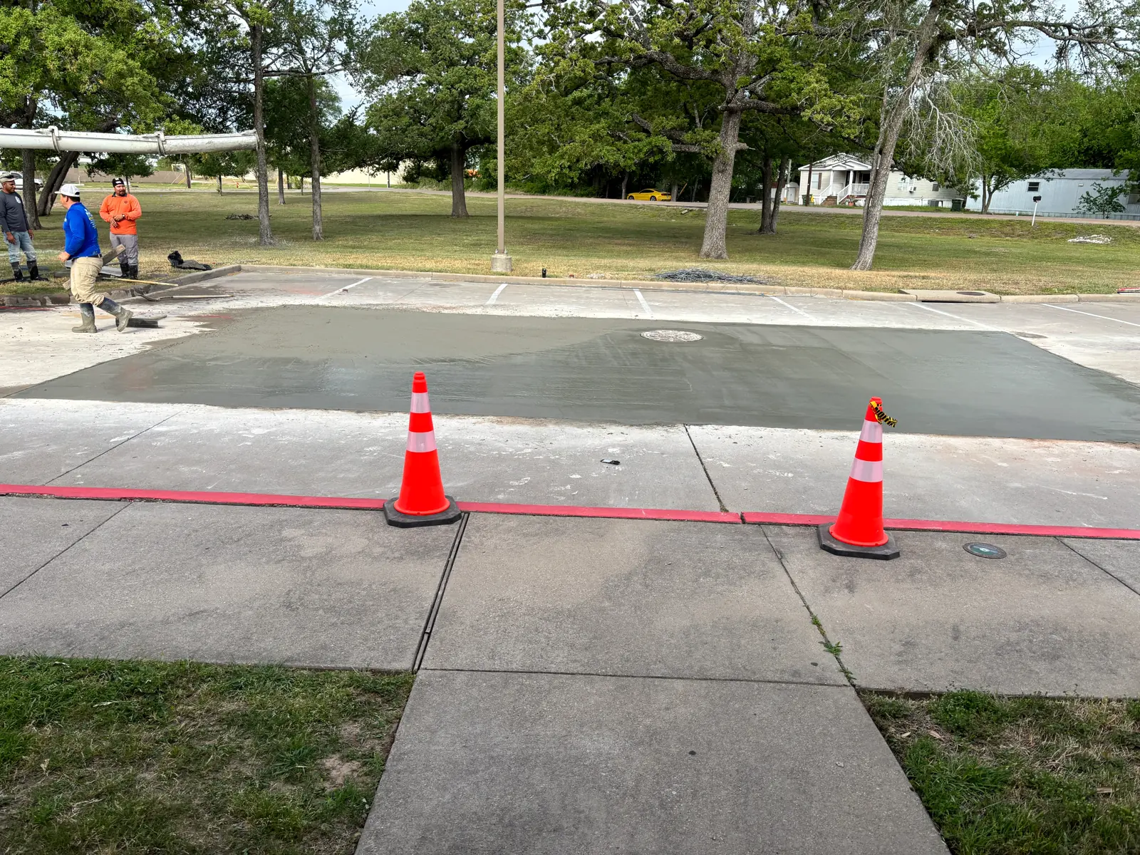 Parking lot section after panel repair and replacement